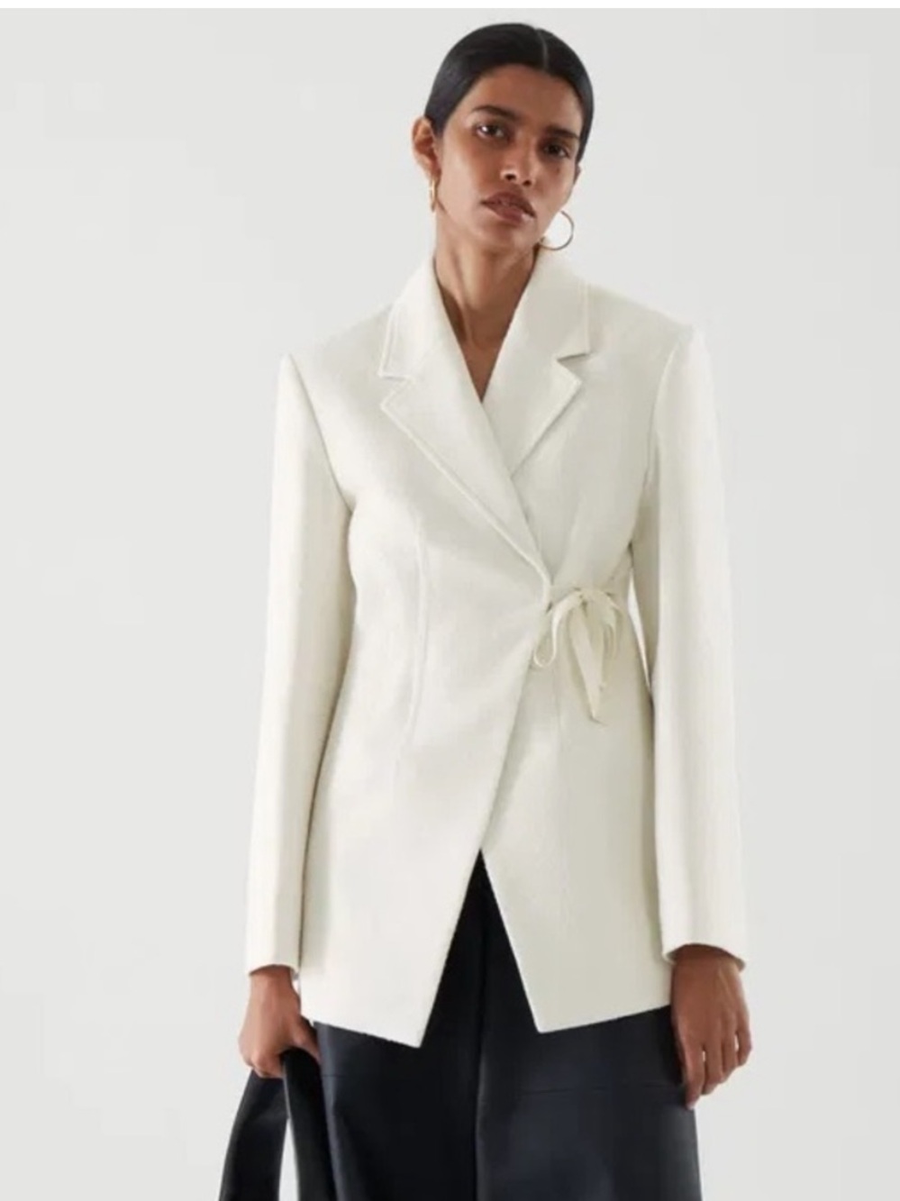 COS Cream Wrap-Tie Blazer Jacket